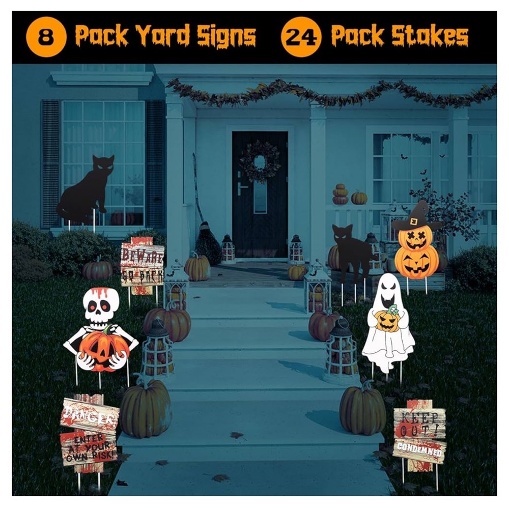 NWT 8PCS Halloween Decorations Outdoor, Halloween Yard Signs with 24Pcs Stakes